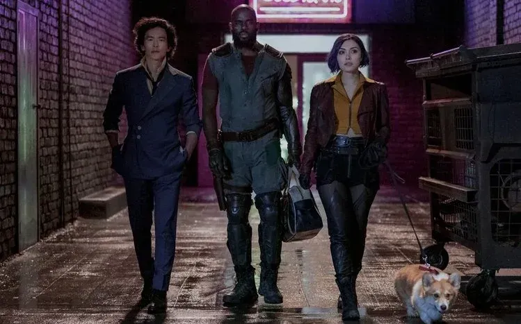 Characters and futuristic imagery from the Netflix adaptation of Cowboy Bebop.