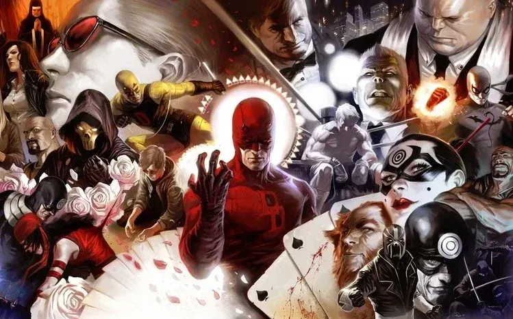 Daredevil superhero wallpapers with a black-and-red color scheme.