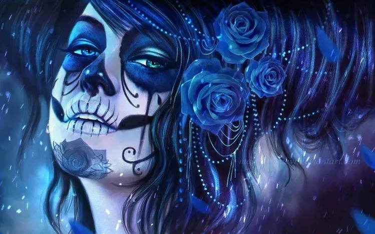 Day of the Dead wallpapers with simple designs combining cute and creepy imagery.