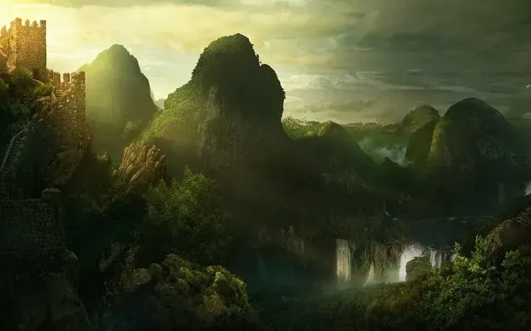 Fantasy landscapes inspired by imagined worlds, planetary scenes, and water settings.