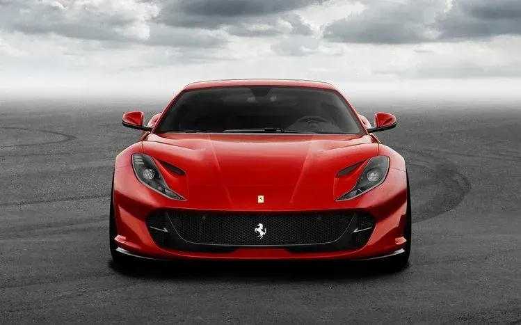 Ferrari 812 Superfast wallpapers featuring different car colors, angles, and scenes.