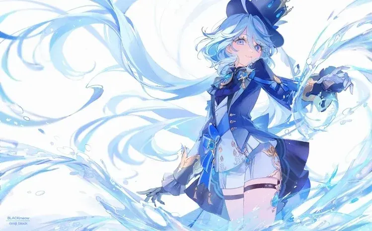Furina from Genshin Impact in character-focused wallpaper imagery.