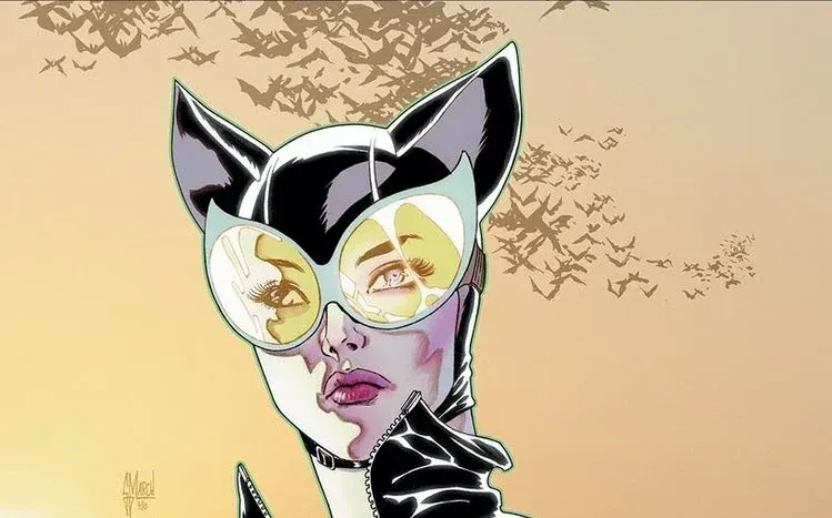Gotham City Sirens characters with varied colors against a gray background.