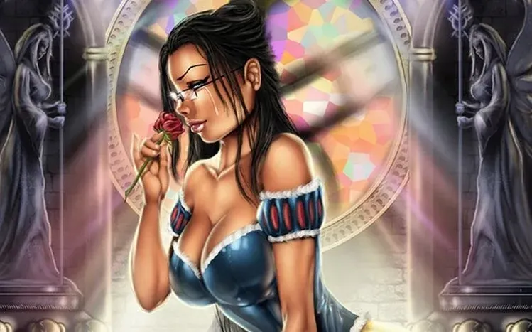Grimm Fairy Tales wallpapers with reinterpreted fairy-tale subjects, including Little Red Riding Hood.