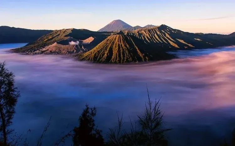 Indonesian scenery highlighting the island country’s combination of land and sea.