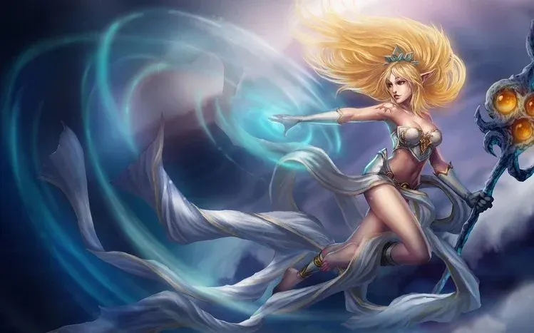 Colorful wallpapers of Janna from League of Legends.