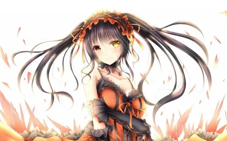Kurumi Tokisaki from Date A Live, a spirit associated with time manipulation and a clock-like eye.
