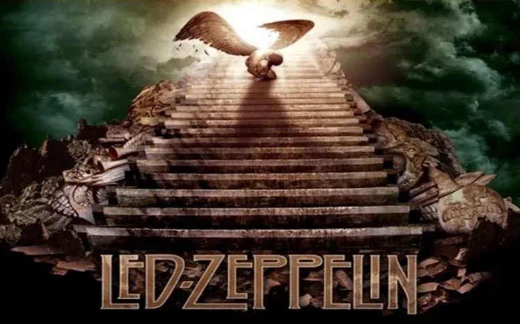 Led Zeppelin-themed wallpapers in black, gray, and white.