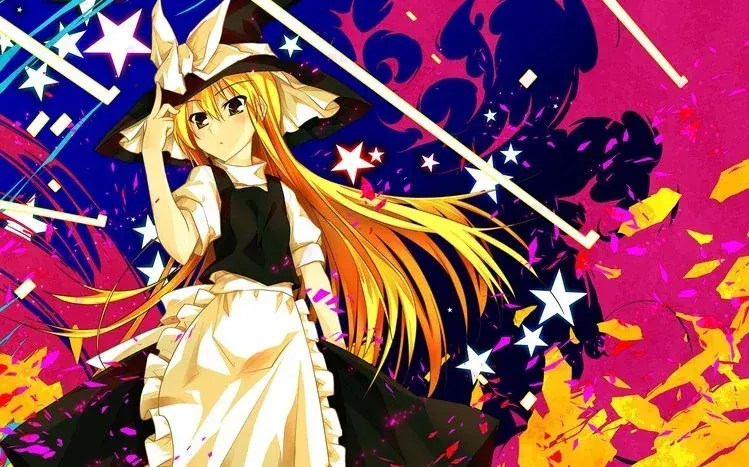 Character artwork of Marisa Kirisame, the Touhou Project magician.