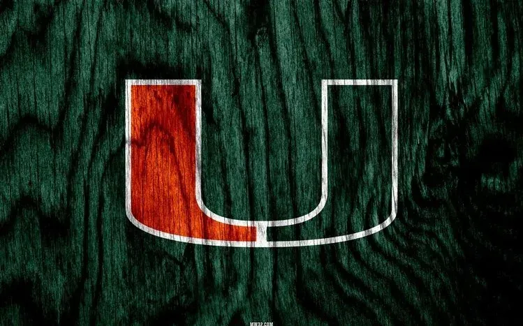 Thirteen Miami Hurricanes-themed wallpapers for a football-focused desktop.