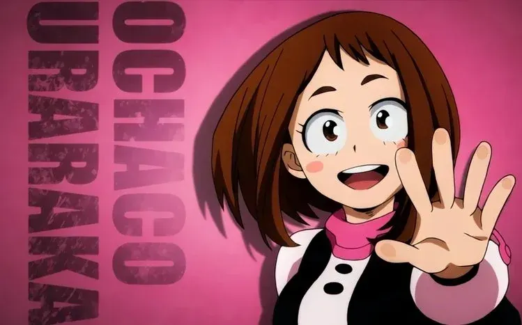 Ochaco Uraraka from My Hero Academia in character images emphasizing determination.