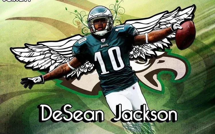 Philadelphia Eagles football action imagery featuring blue-green uniforms.
