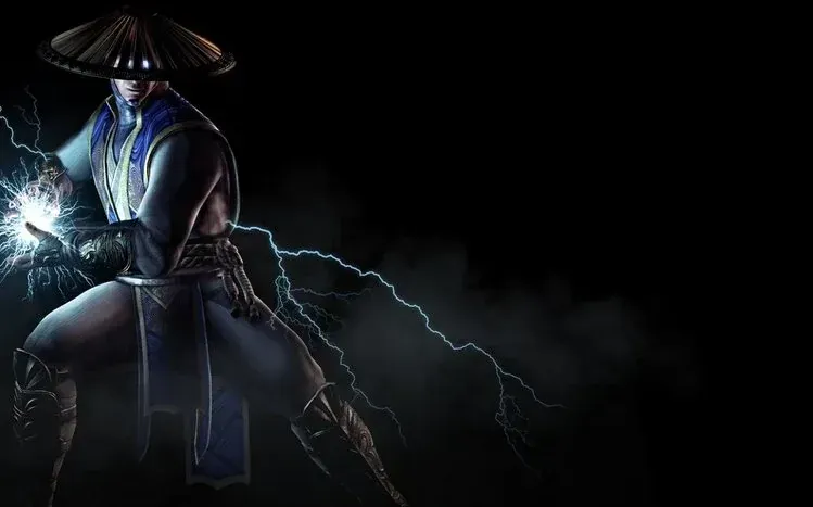 Raiden from Mortal Kombat depicted with his lightning powers.