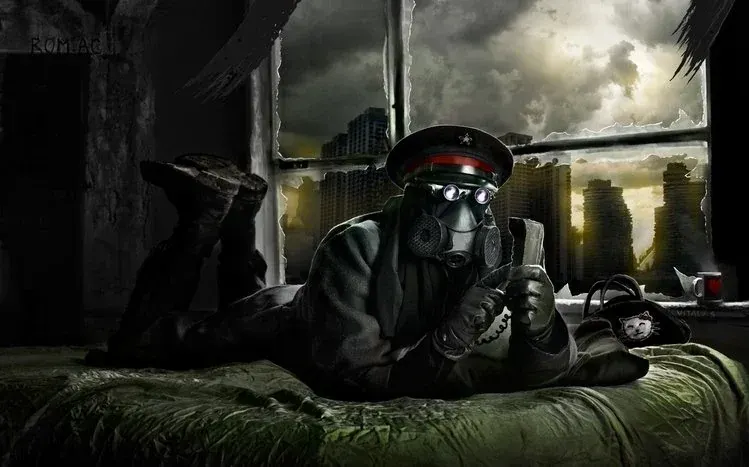 Romantically Apocalyptic wallpapers with a predominantly gray and red palette.
