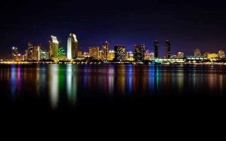San Diego city views focused on urban lights.