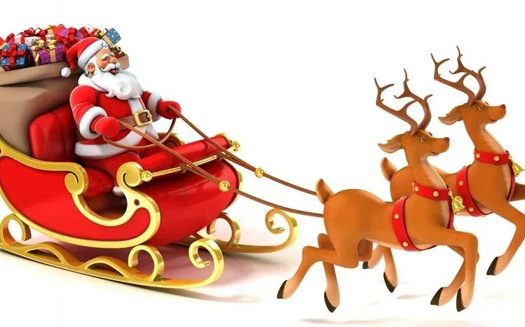 Santa Claus wallpapers depicting the red-clad, white-bearded figure on the moon, in snow, and in a chariot.