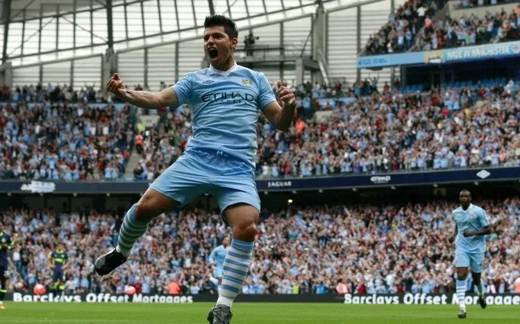 Sergio Aguero football wallpapers showing celebrations and gestures.