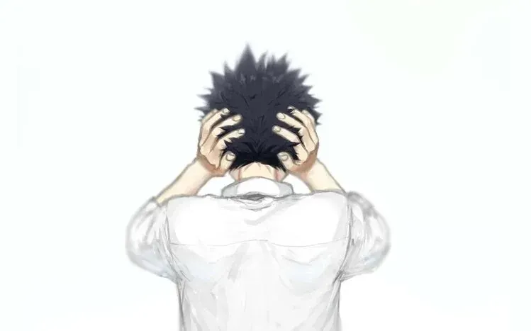 Shouya Ishida from Koe no Katachi, described with spiky black hair and dark green eyes.