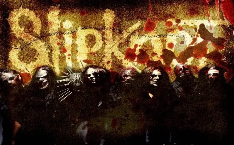 Seventeen Slipknot-themed wallpapers with an unsettling visual tone.