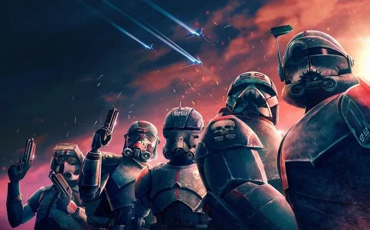 Clone Force 99 and action scenes from Star Wars: The Bad Batch.