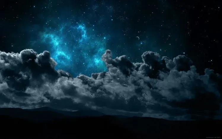 Star-filled night skies in blue tones, photographed from different angles.
