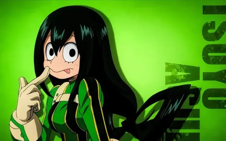 Tsuyu Asui from My Hero Academia, featuring her large eyes.