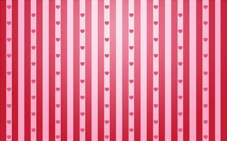 Red Valentine wallpaper with a gift-wrap-like design and two hearts at the side.
