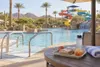 Accessible pool entry and a prepared meal tray at a generic Arizona water park