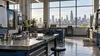 Quiet Illinois industrial workspace overlooking the Chicago skyline