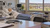 Clinical training room in a rural health center overlooking Maryland farmland