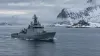 Naval patrol vessel operating in cold Arctic waters near Svalbard