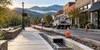 Infrastructure repair work along a small commercial street in the western North Carolina mountains.