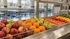 Fresh fruit and vegetables arranged for snacks in a Pennsylvania school cafeteria