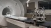Empty MRI-guided neurosurgical suite prepared for a precise brain procedure under neutral hospital lighting