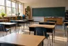 AI-generated illustration of an empty generic elementary-school classroom; not Silver Rail Elementary or the scene of the shooting.