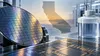 Conceptual illustration of a semiconductor wafer, generic sealed chemical container and California silhouette