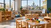 AI-generated editorial image of an empty preschool classroom representing Connecticut child-care investment.
