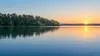 Quiet Lake Palestine shoreline with East Texas pine woods and pecan trees, representing land secured for a future state park.