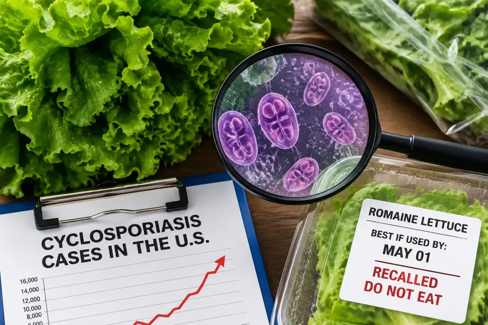 U.S. Cyclosporiasis Cases Reach 15,716, More Than 13 Times Last Year’s Seasonal Count, as a Lettuce Linked Outbreak Begins to Slow