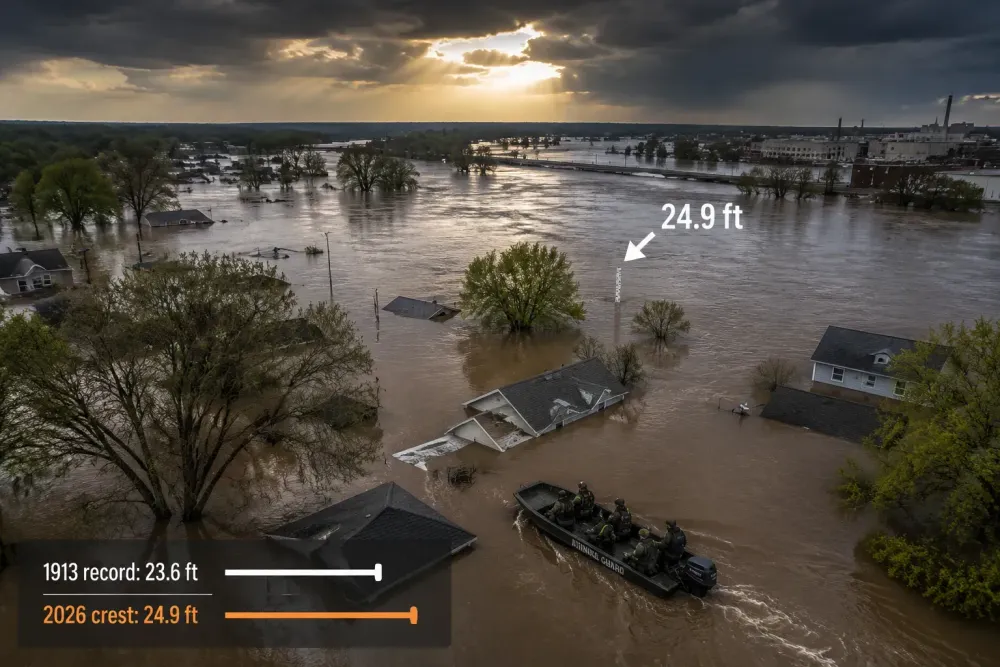 Indiana's White River Crested More Than a Foot Above Its 1913 Flood Record, Leaving at Least Seven Dead