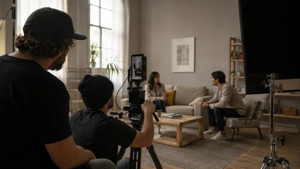 Representative mobile-first video production using an unbranded portrait camera rig on a small studio set