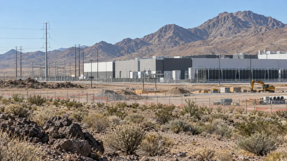 A generic data center development at the edge of Nevada desert public land