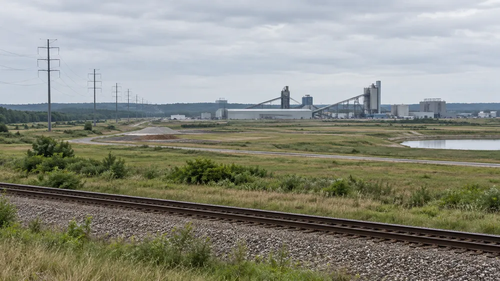 Industrial development site beside rail and utility infrastructure in northeastern Oklahoma