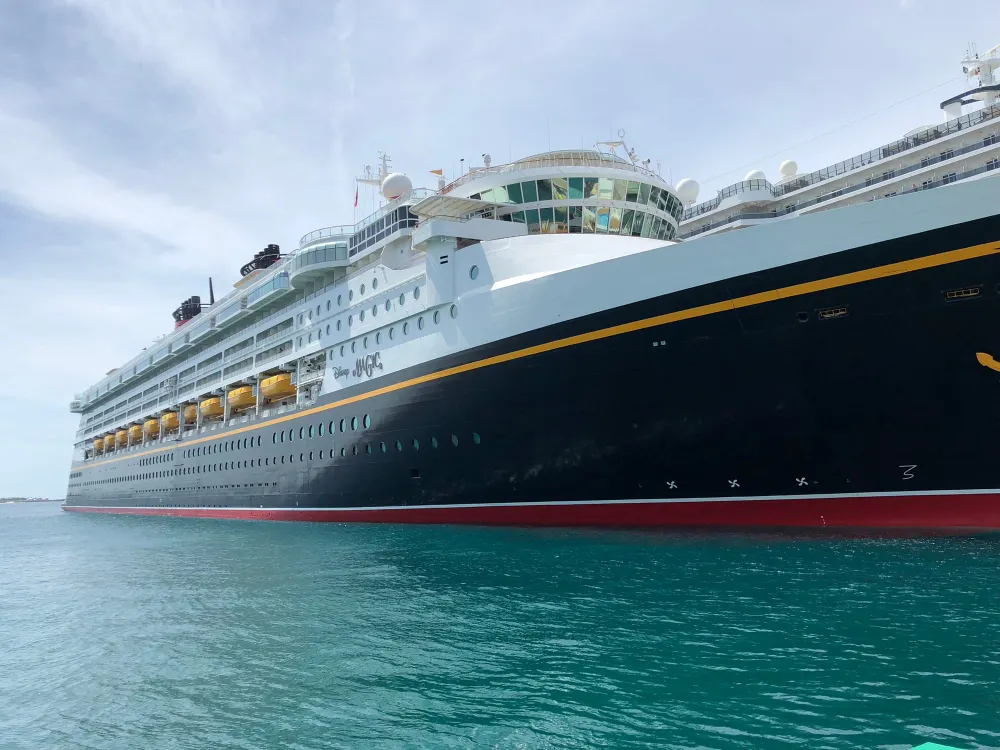 The Disney Magic cruise ship docked in Nassau, Bahamas