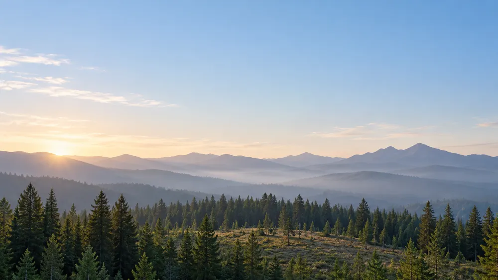 Illustrative view of a thinned clearing within Idaho mountain forest.