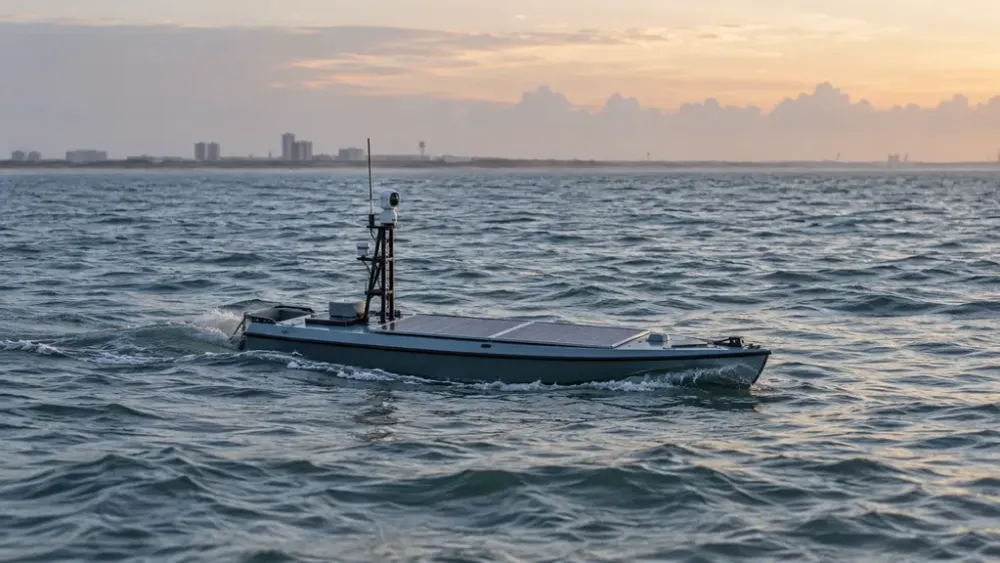 Small solar-powered autonomous surveillance boat operating in coastal Gulf waters