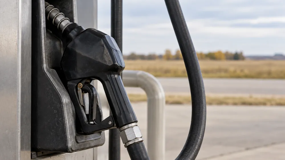 AI-generated illustration of a generic fuel nozzle and hose; not a photograph of a Nebraska outage or an identifiable station.