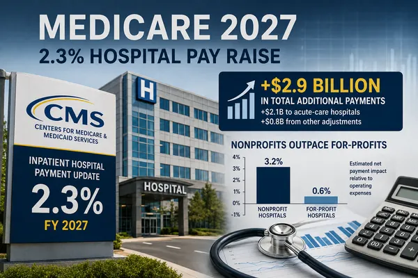 Medicare Sets 2.3% Hospital Pay Raise for 2027, Adding $2.9 Billion as Nonprofits Outpace For-Profits