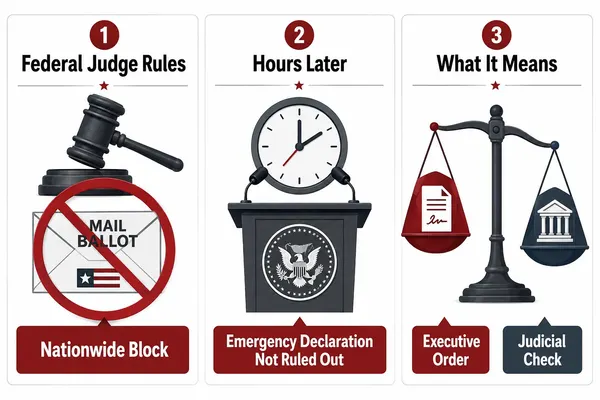 A Federal Judge Just Blocked Trump's Mail-Ballot Order Nationwide. Hours Later, He Wouldn't Rule Out Declaring an Emergency to Save It.