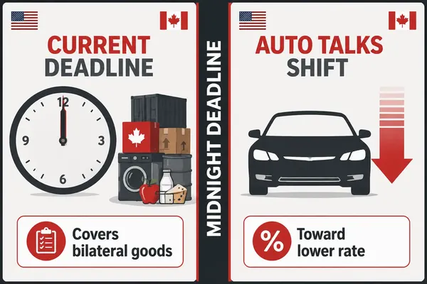 U.S. and Canada Approach a Midnight Deadline on 50% Tariffs Covering $20 Billion in Goods as Auto Talks Shift Toward a 15% Rate